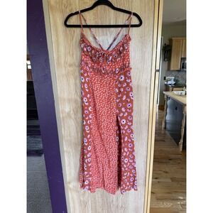 Free People Floral Print Maxi Dress Ruby Combo Size Medium